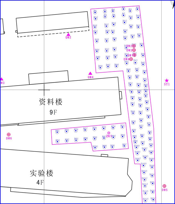 地源空氣源熱泵廊坊物探樓地埋管布置圖 地源空氣源熱泵廊坊物探樓地埋管布置圖