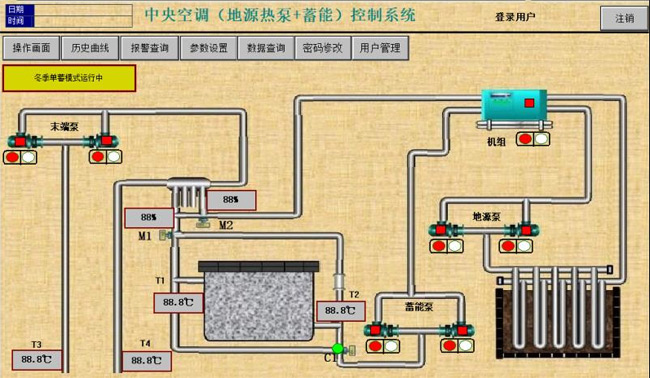 地源熱泵結(jié)合蓄能系統(tǒng)控制組態(tài)界面 地源熱泵結(jié)合蓄能系統(tǒng)控制組態(tài)界面